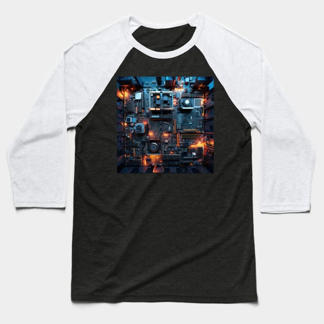 Cyber Circuit Cityscape Baseball T-Shirt by star trek fanart and more